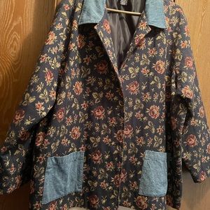 Denim & Co Floral Woven Jacket-3X